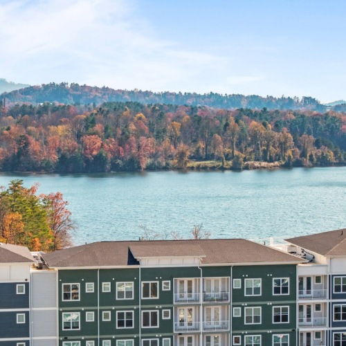 a building near a body of water