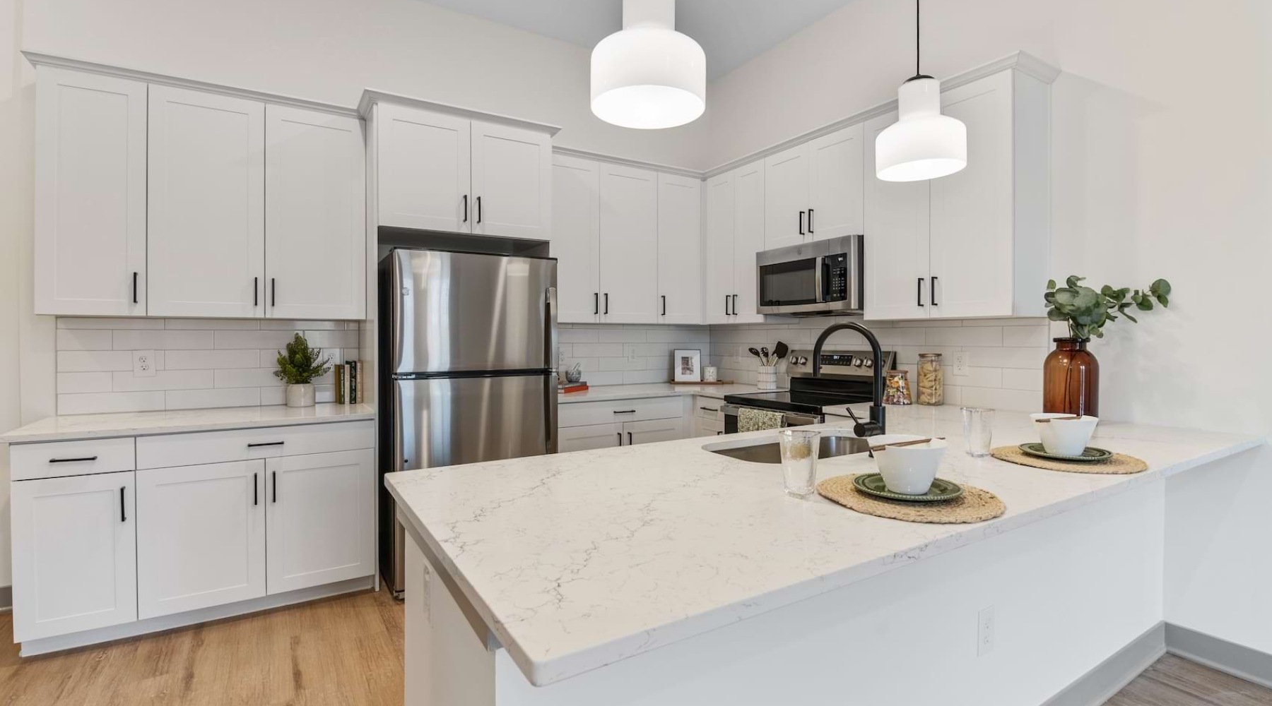 Well-lit kitchen with ample counter space